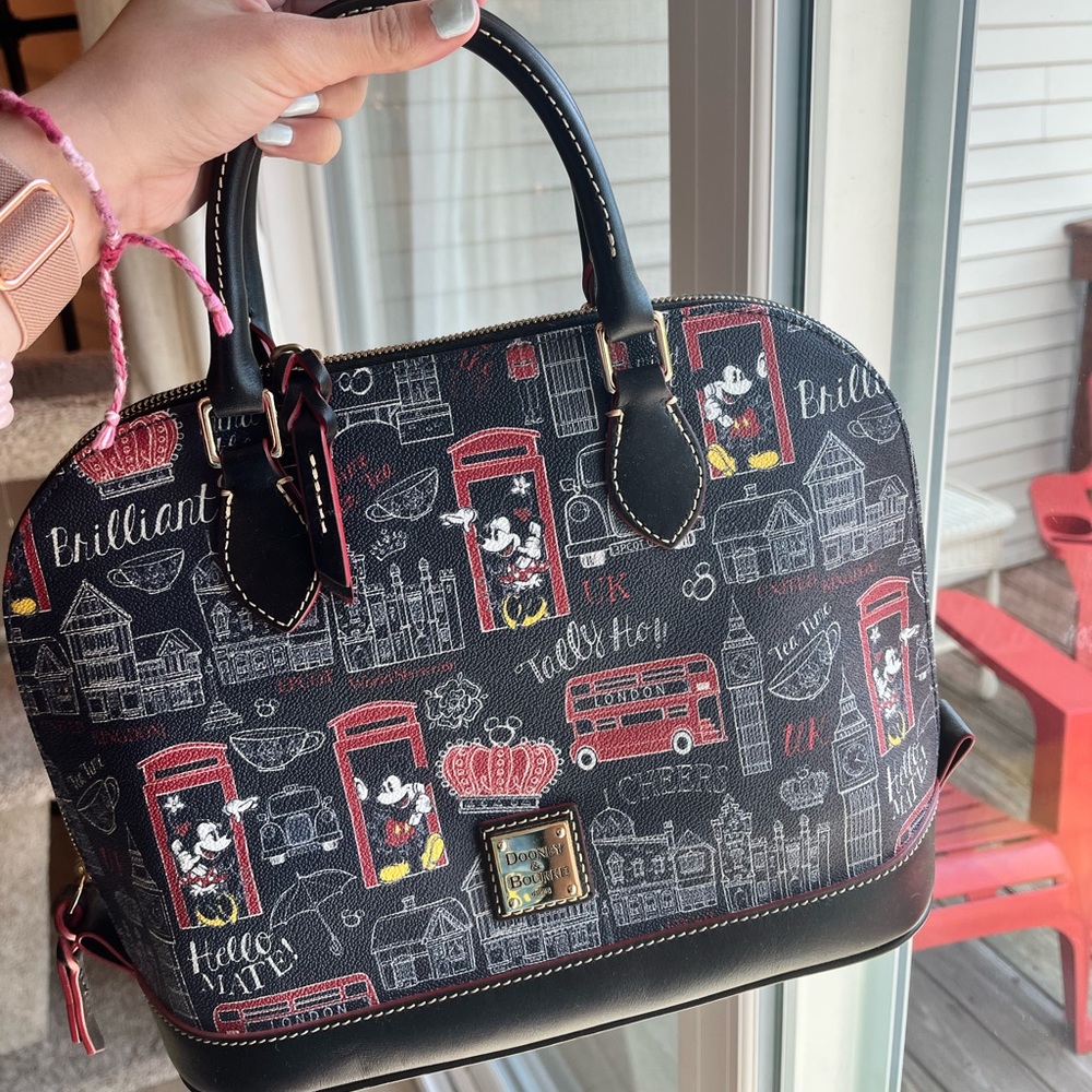 Mickey and Minnie Mouse Hello Mate Zip Satchel by Dooney & Bourke
